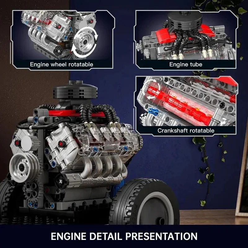 Model Kit V8 - Mould King 10171 Supercar V8 Engine